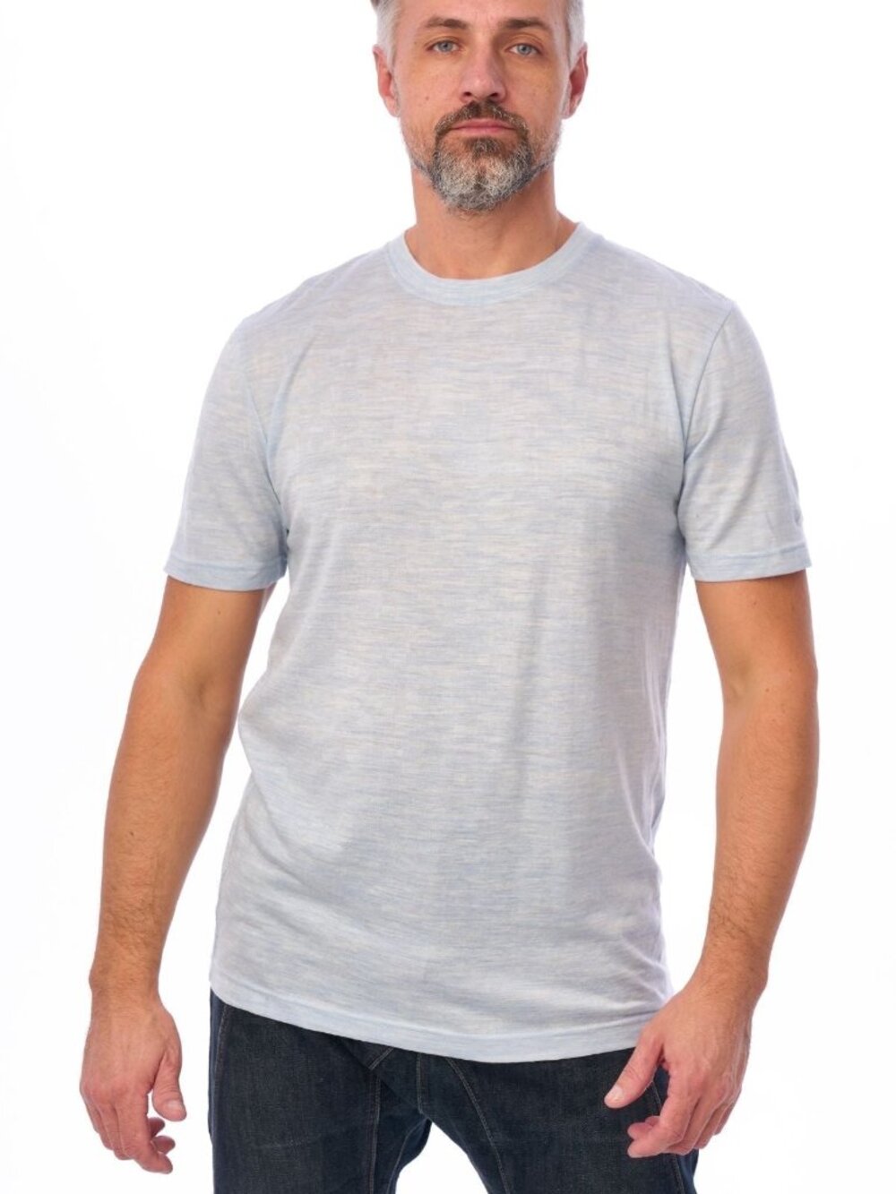 Merino.tech Men’s 100% Merino Wool T Shirt, Cloud